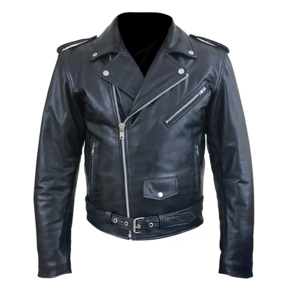 Powell Classic Black Leather Motorcycle Jacket